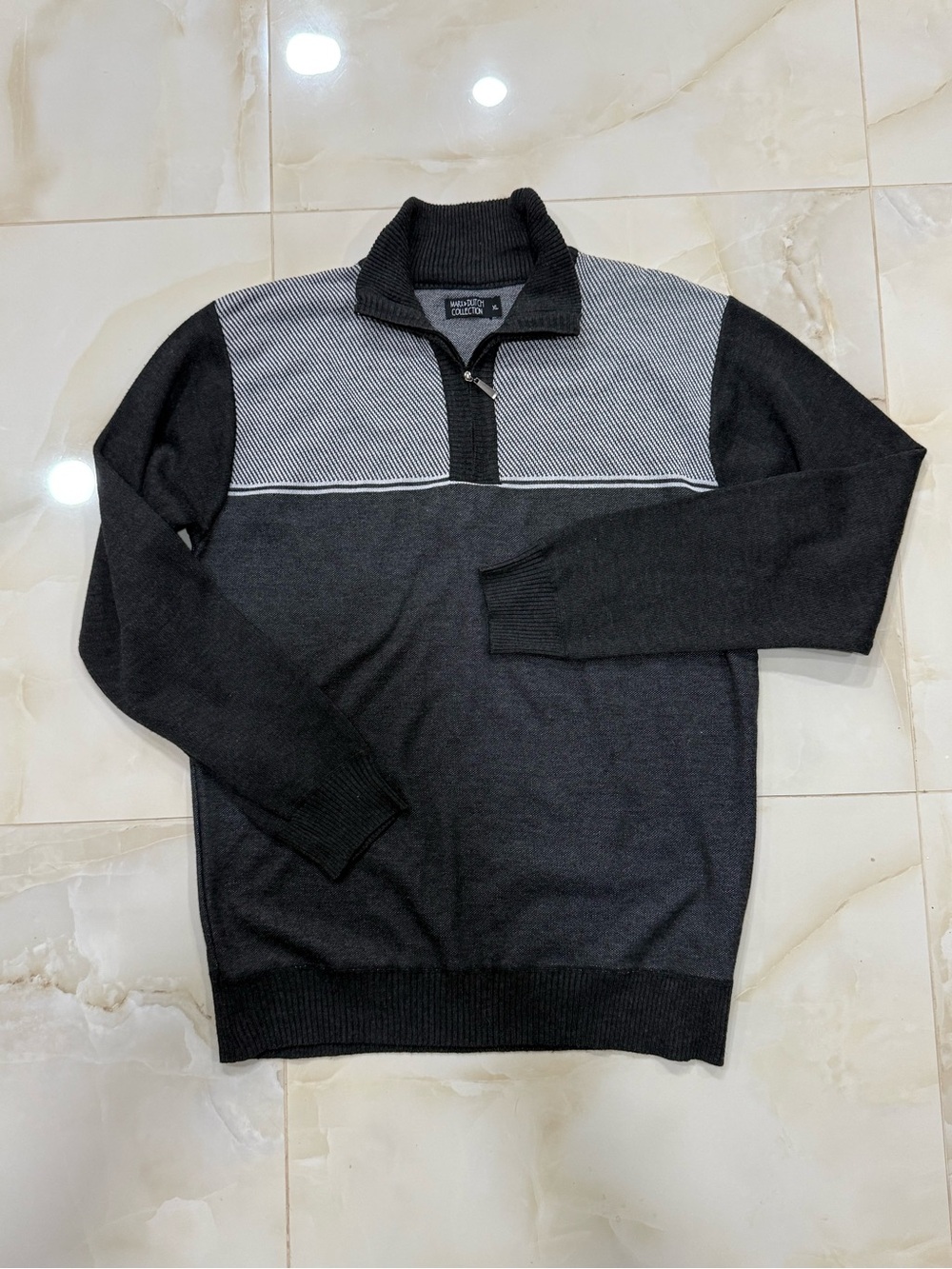 Men's Half-Zip Colorblock Sweater - Charcoal/Black